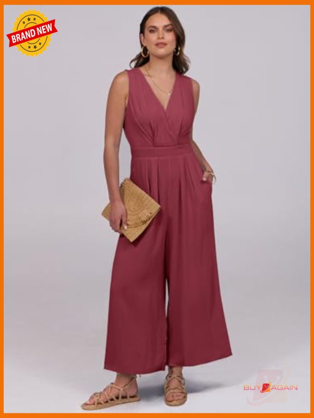 Sleeveless V-Neck Backless Jumpsuit Romper Casual Dressy One Piece Pants - Picture 2 of 7